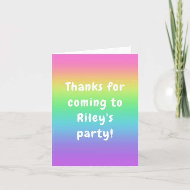 Personalized Rainbow Birthday Thank You Card (Front)