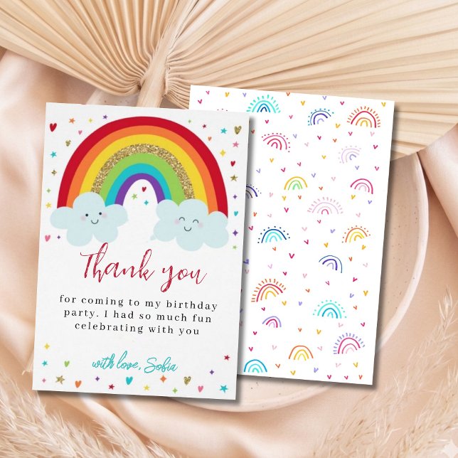 Personalized Rainbow Birthday Thank You Card Cute  (Creator Uploaded)