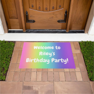 Personalized Rainbow Birthday Welcome Doormat