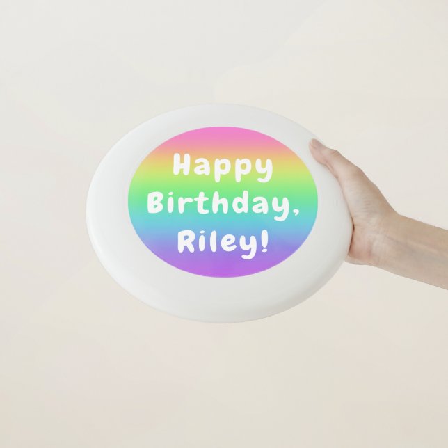 Personalized Rainbow Birthday Wham-O Frisbee (In Hand)