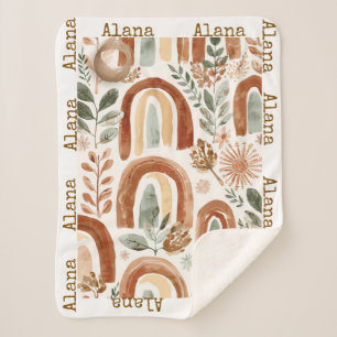 Personalized Rainbow Boho Name Sherpa Blanket