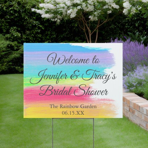 Personalized Rainbow Bridal Shower Yard Sign