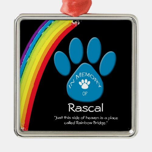Personalized Rainbow Bridge Pet Rememberance Ornam Metal Ornament