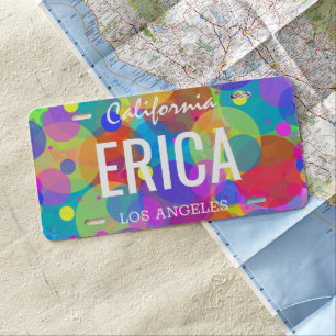 Personalized Rainbow Bubbles License Plate