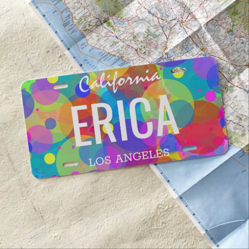 Personalized Rainbow Bubbles License Plate