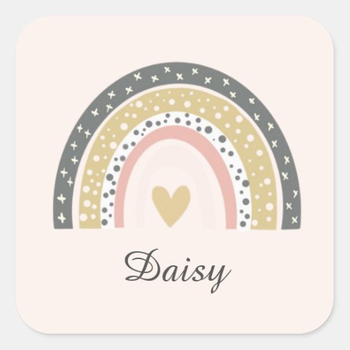 Personalized Rainbow Cartoon Square Sticker