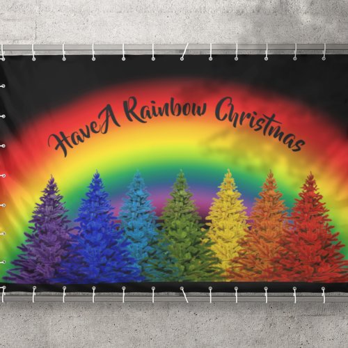 Personalized Rainbow Christmas Tree Banner