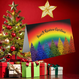 Personalized Rainbow Christmas Tree Card