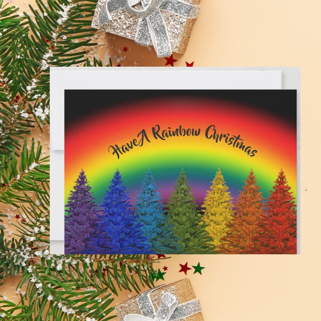 Personalized Rainbow Christmas Tree Holiday Card (Creator Uploaded)