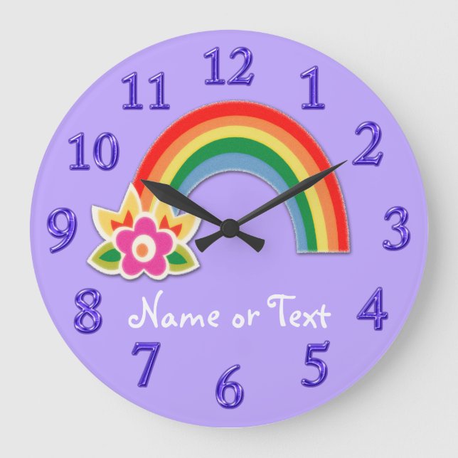 Personalized Rainbow Clock in YOUR COLORS, TEXT (Front)