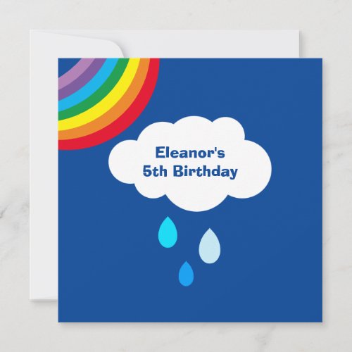 Personalized Rainbow Clouds and Rain Birthday