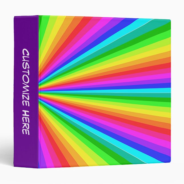 Personalized Rainbow Color Burst Ring Avery Binder (Front/Spine)