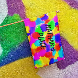 Personalized Rainbow Color Splash House Flag