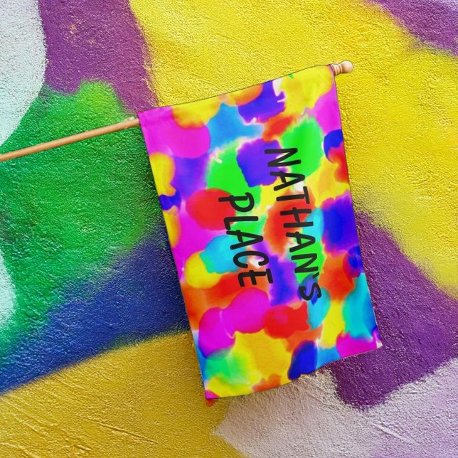 Personalized Rainbow Color Splash  House Flag (Creator Uploaded)