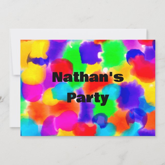 Personalized Rainbow Color Splash  Invitation (Front)