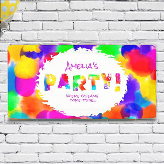 Personalized Rainbow Color Splash Party  Banner