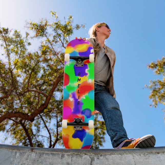 Personalized Rainbow  Color Splash  Skateboard (Outdoor 1)