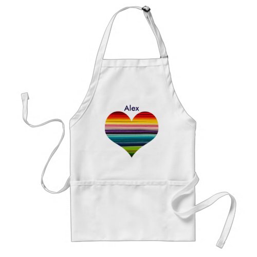Personalized Rainbow Colored Heart Design Adult Apron