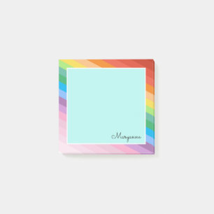 Personalized Rainbow Colored Stripes Name Post-it Notes