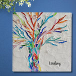 Personalized Rainbow Colored Tree 3 Ring Binder<br><div class="desc">This decorative binder features a print of a rainbow colored tree on a pale gray background. The original design was made in mosaic using many tiny fragments of brightly colored glass. Easily customizable with your name. Use the Customize Further option to change the text size, style or color if you...</div>