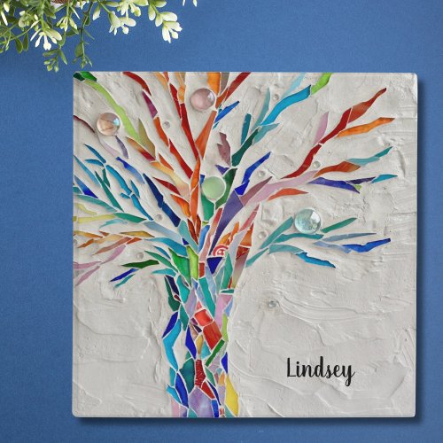 Personalized Rainbow Colored Tree 3 Ring Binder