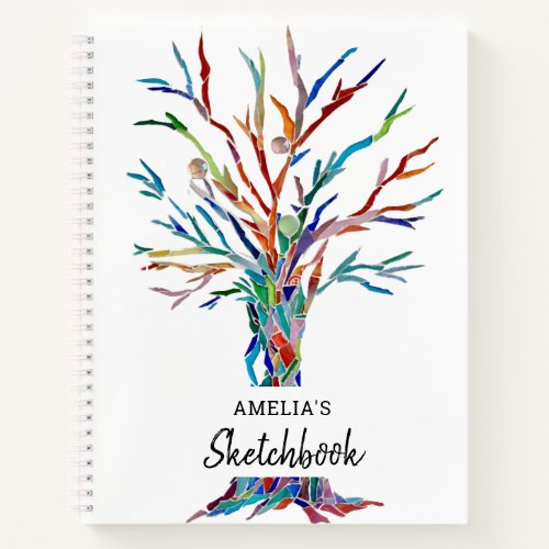 Personalized Rainbow Colored Tree Notebook