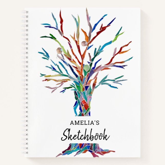 Personalized Rainbow Colored Tree Notebook (Front)