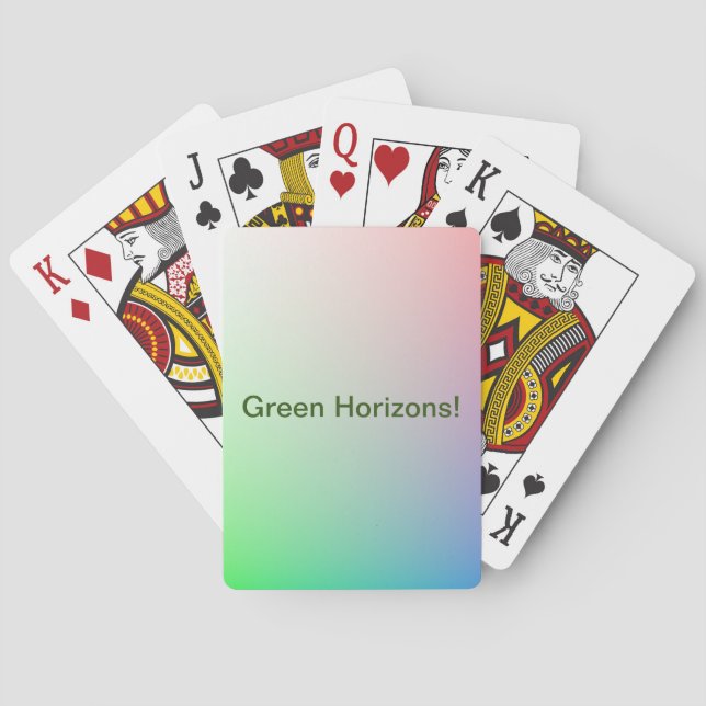 Personalized Rainbow Colors Abstract Art Green Poker Cards (Back)