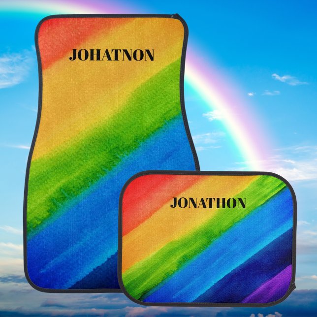  Personalized Rainbow Colors Car Floor Mat (Creator Uploaded)