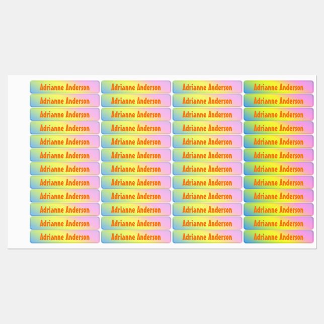 Personalized Rainbow Colors Kids Label Tags (Sheet)