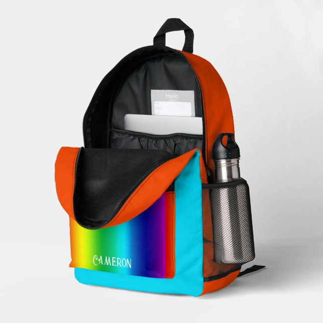 Personalized Rainbow Colors Spectrum Printed Backpack (Back Corner Right (Open))