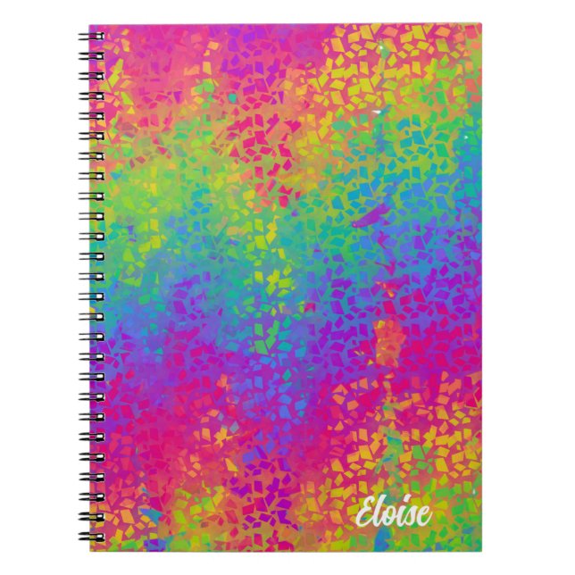 Personalized Rainbow Confetti - Custom Spiral Notebook (Front)