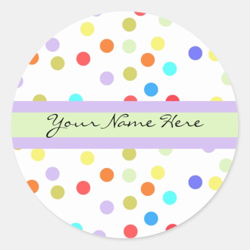 Personalized Rainbow Confetti for Her Classic Round Sticker