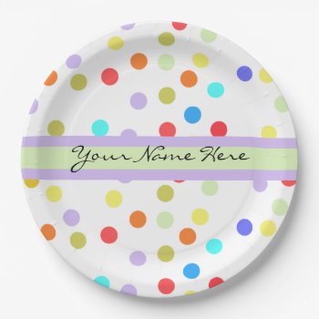 Personalized Rainbow Confetti For Her Paper Plates by suchicandi at Zazzle