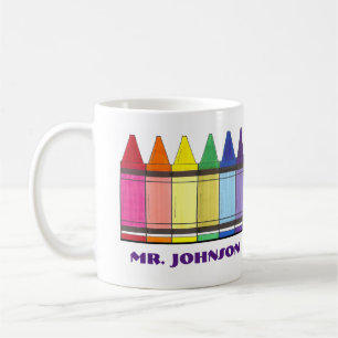 Personalized Rainbow Crayons Art Teacher Artist Coffee Mug