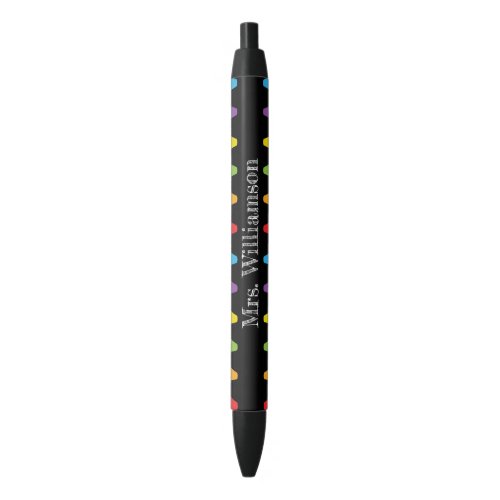 Personalized Rainbow Crayons Teacher Appreciation Black Ink Pen