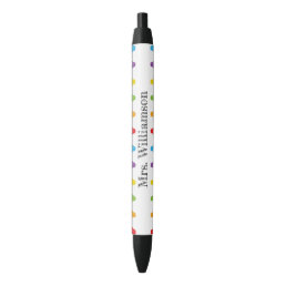 Personalized Rainbow Crayons Teacher Appreciation  Black Ink Pen