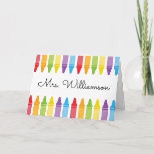 Personalized Rainbow Crayons Teacher Appreciation Card