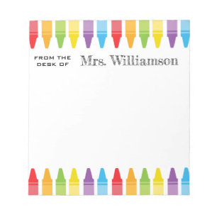 Personalized Rainbow Crayons Teacher Appreciation Notepad