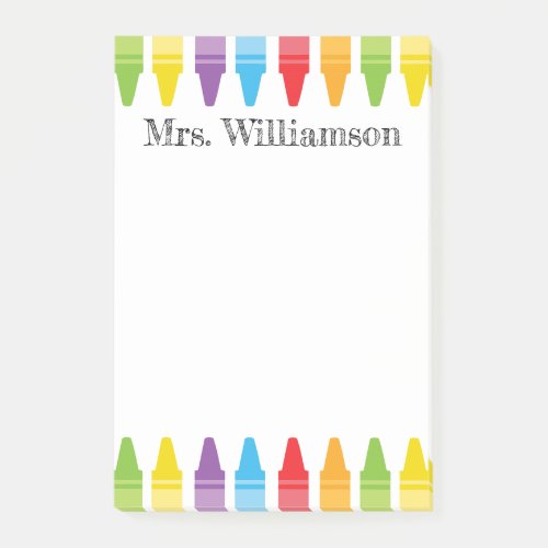 Personalized Rainbow Crayons Teacher Appreciation Post_it Notes