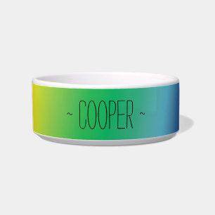 Personalized Rainbow custom name text cute dog cat Bowl