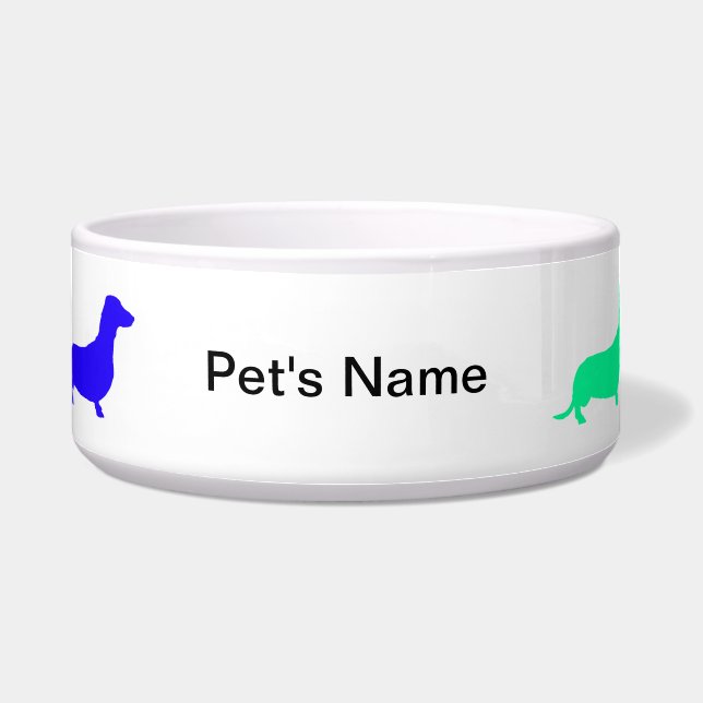 Personalized Rainbow Dachshund Bowl (Front)