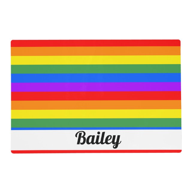 Personalized Rainbow Dog Feeding Mat (Front)