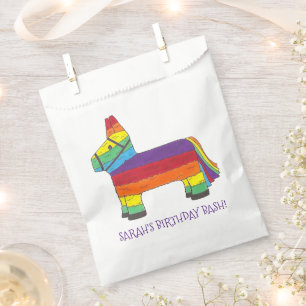 Personalized Rainbow Donkey Piñata Birthday Party Favor Bag