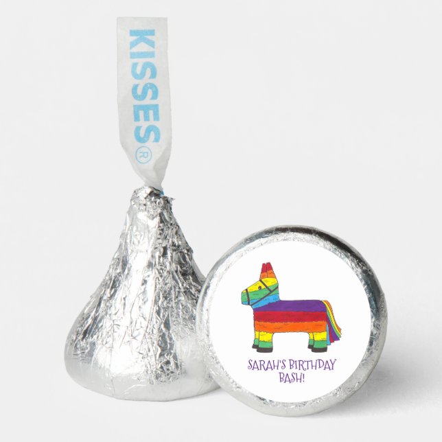 Personalized Rainbow Donkey Piñata Birthday Party Hershey®'s Kisses® (Front)