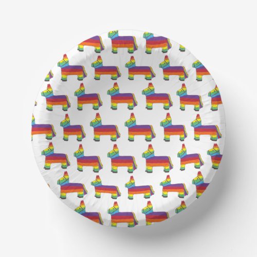 Personalized Rainbow Donkey Piata Birthday Party Paper Bowls