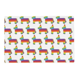 Personalized Rainbow Donkey Piñata Birthday Party Placemat
