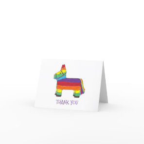 Personalized Rainbow Donkey Piñata Birthday Party Thank You Card