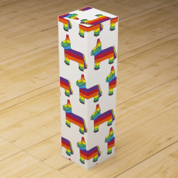 Personalized Rainbow Donkey Pi&#241;ata Birthday Party Wine Box