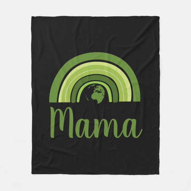 Personalized rainbow Earth Mama Fleece Blanket (Front)